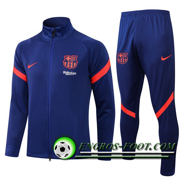 Ensemble Veste Survetement de Foot FC Barcelone Bleu Marine 2021/2022