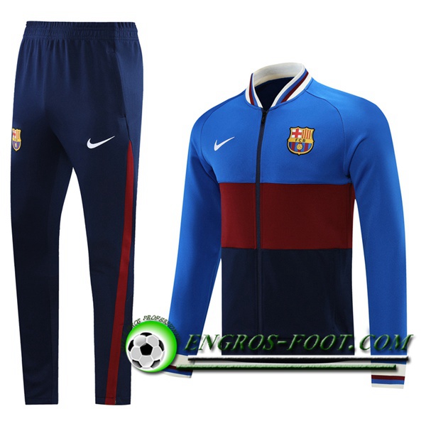 Ensemble Veste Survetement de Foot FC Barcelone Bleu/Marron 2021/2022