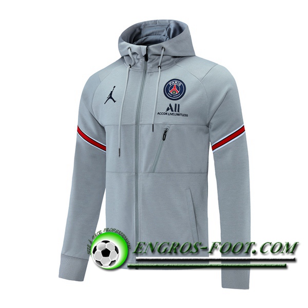 Nouveaux Veste A Capuche Jordan PSG Gris 2021/2022