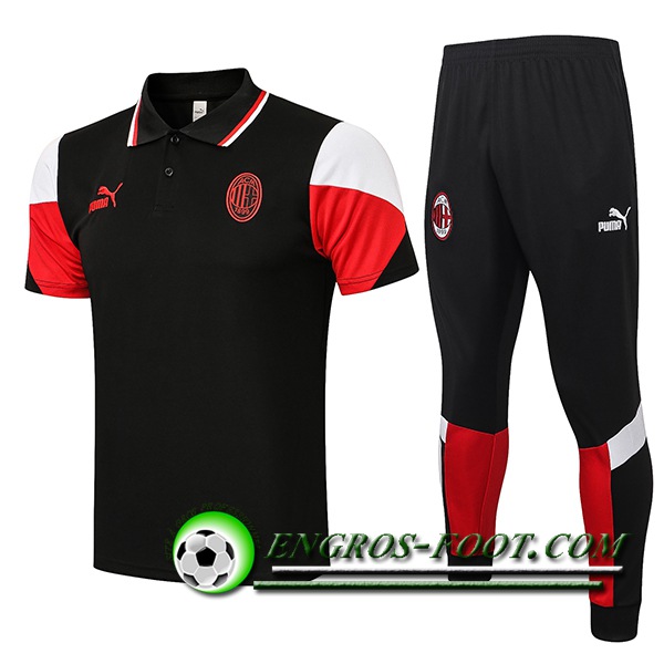 Ensemble Polo Milan AC + Pantalon Noir/Rouge 2021/2022