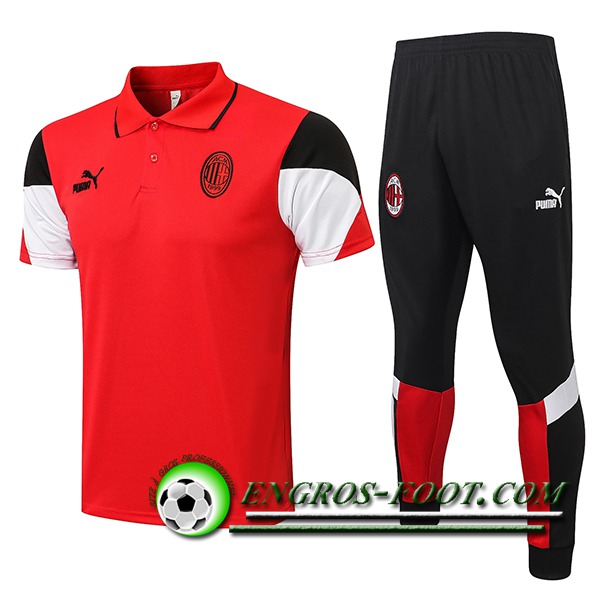 Ensemble Polo Milan AC + Pantalon Blanc/Rouge 2021/2022