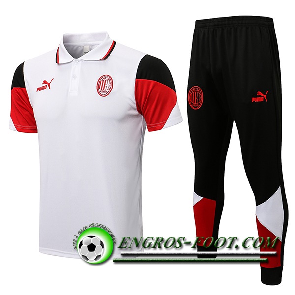 Ensemble Polo Milan AC + Pantalon Rouge/Blanc 2021/2022