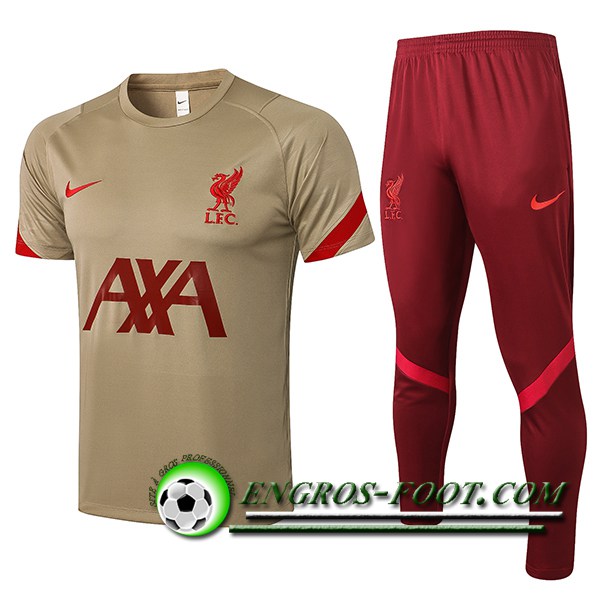 Ensemble Training T-Shirts FC Liverpool + Pantalon Brun 2021/2022