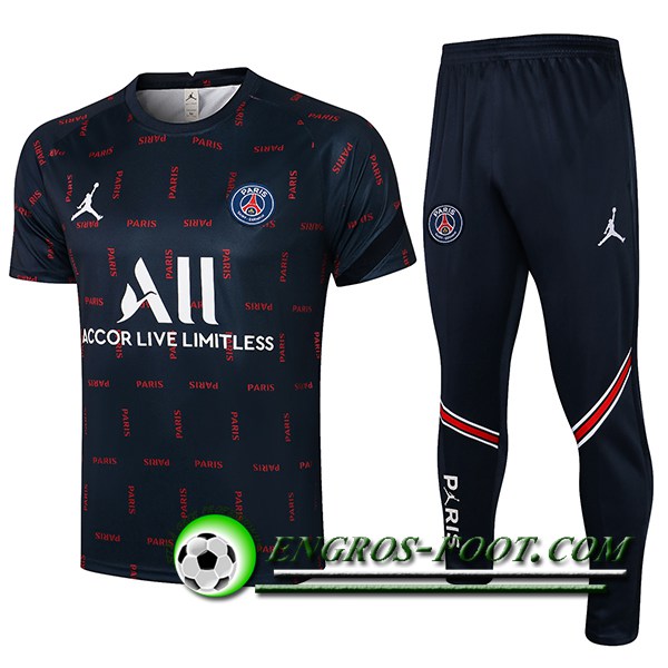 Ensemble Training T-Shirts Jordan PSG + Pantalon Bleu Marin 2021/2022