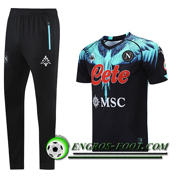 Ensemble Training T-Shirts SSC Naples + Pantalon Noir/Vert 2021/2022