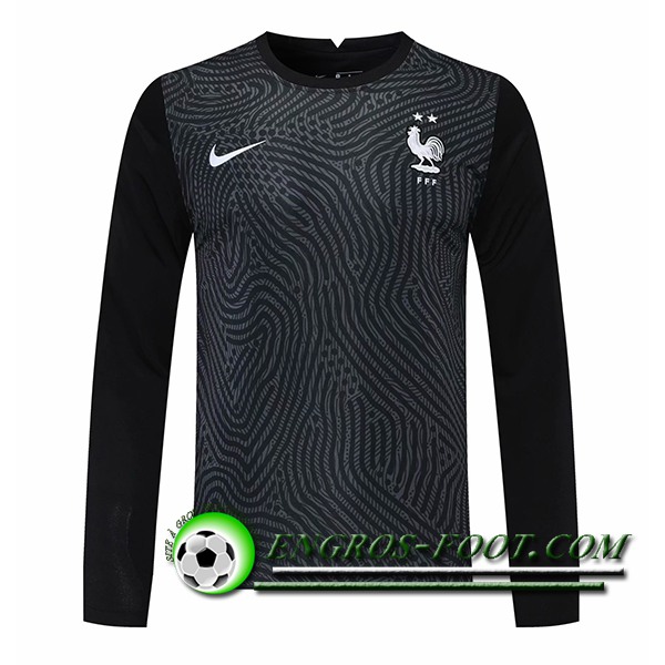 Maillot Equipe Foot France Gardien de But Manche longue Noir 2020