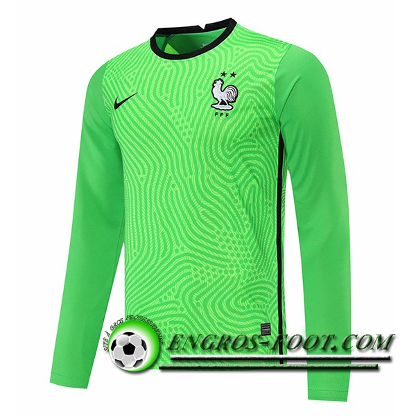 Maillot Equipe Foot France Gardien de But Manche longue Vert 2020