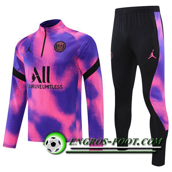 Ensemble Survetement de Foot Jordan PSG Violet/Rose 2021/2022