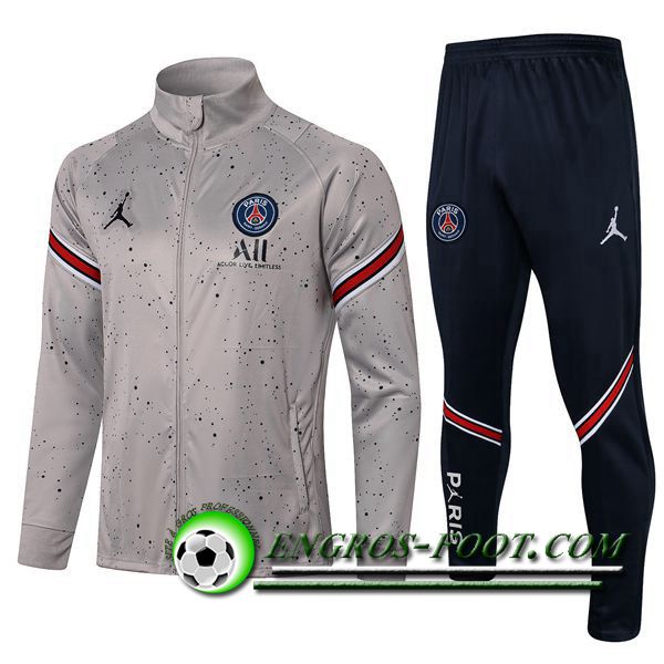 Ensemble Veste Survetement de Foot Jordan PSG Gris 2021/2022