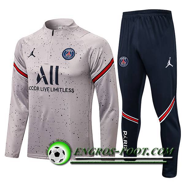 Ensemble Survetement de Foot Jordan PSG Gris 2021/2022 -1