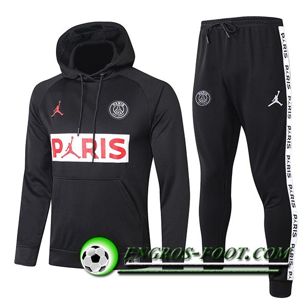 Ensemble Veste A Capuche Survetement Foot Jordan PSG Noir 2021/2022 -3