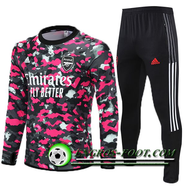 Ensemble Survetement de Foot Arsenal Enfant Gris/Rose 2021/2022