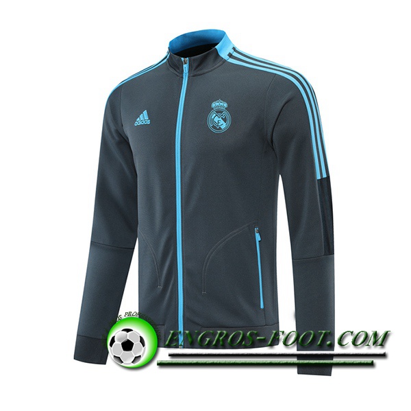 Nouveaux Veste Foot Real Madrid Gris/Bleu 2021/2022 -1