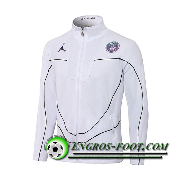 Nouveaux Veste Foot Jordan PSG Blanc 2021/2022 -1