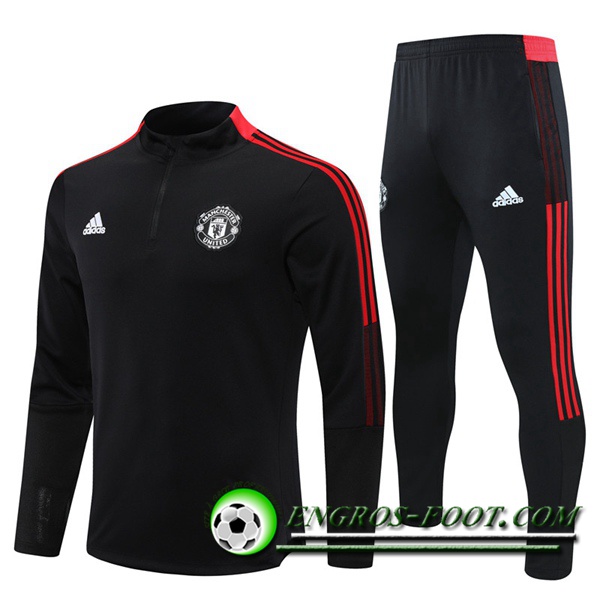 Ensemble Survetement de Foot Manchester United Noir/Rouge 2021/2022