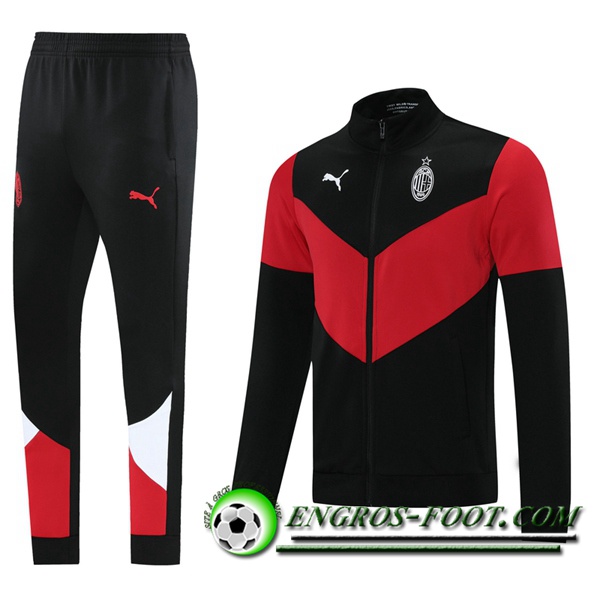 Ensemble Survetement de Foot - Veste Milan AC Noir 2021/2022 -1