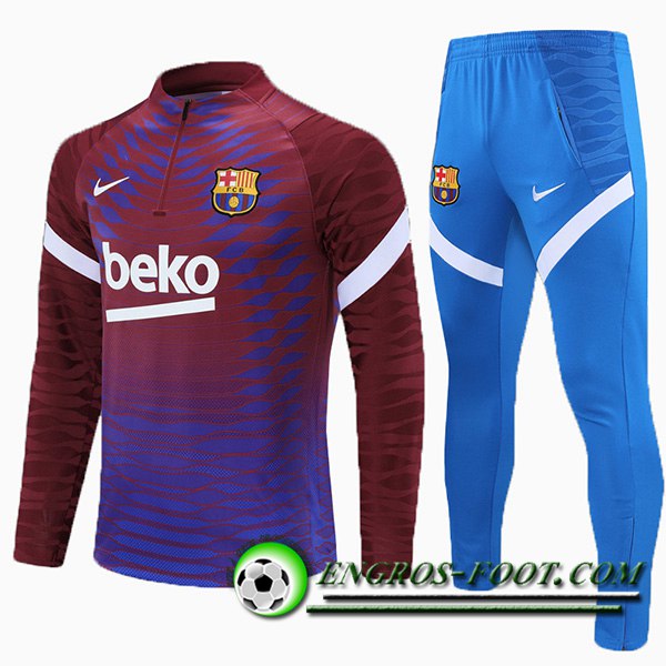 Ensemble Survetement de Foot FC Barcelone Enfant Bleu/Rouge 2021/2022