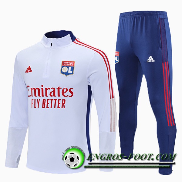 Ensemble Survetement de Foot Lyon OL Enfant Blanc 2021/2022