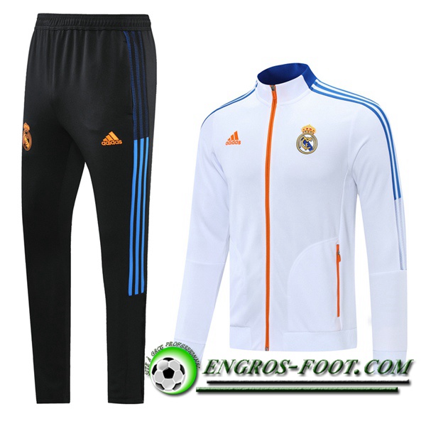 Ensemble Survetement de Foot - Veste Real Madrid Enfant Blanc 2021/2022