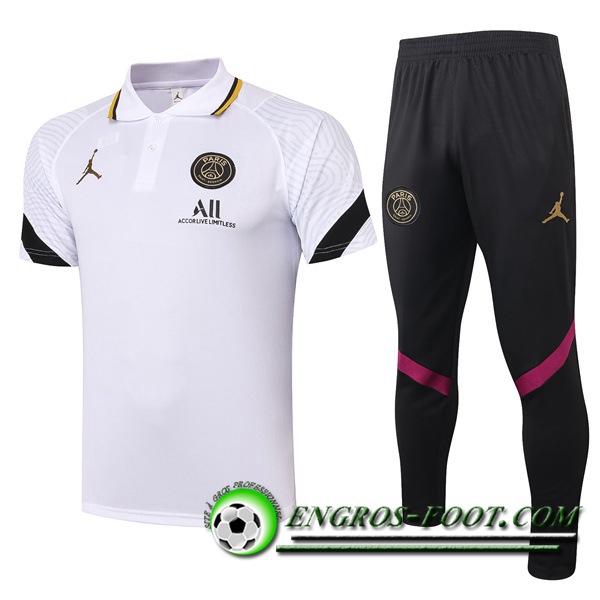 Ensemble Polo Jordan PSG + Pantalon Blanc/Noir 2021/2022