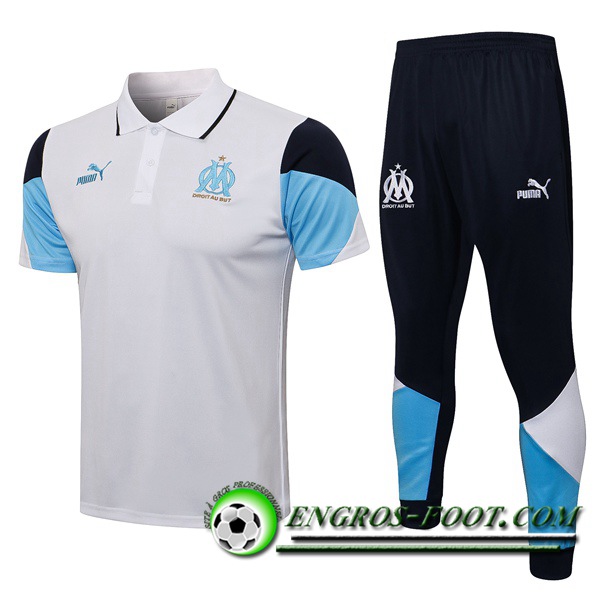 Ensemble Polo Marseille OM + Pantalon Blanc/Bleu 2021/2022