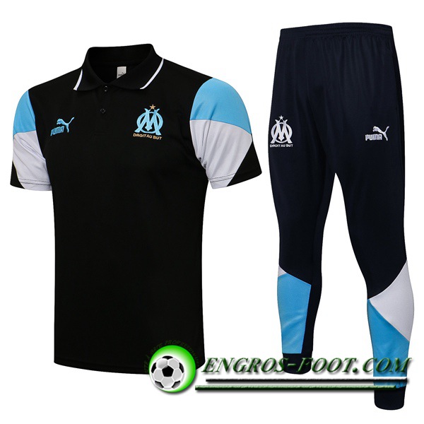 Ensemble Polo Marseille OM + Pantalon Noir/Bleu 2021/2022