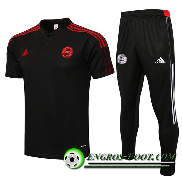 Ensemble Polo Bayern Munich + Pantalon Noir/Rouge 2021/2022