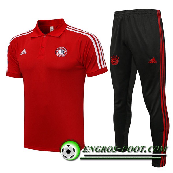 Ensemble Polo Bayern Munich + Pantalon Blanc/Rouge 2021/2022