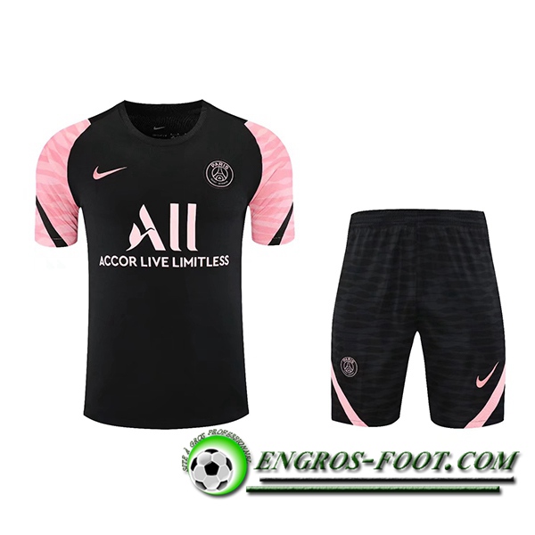 Ensemble Training T-Shirts Jordan PSG + Short Noir/Rose 2021/2022