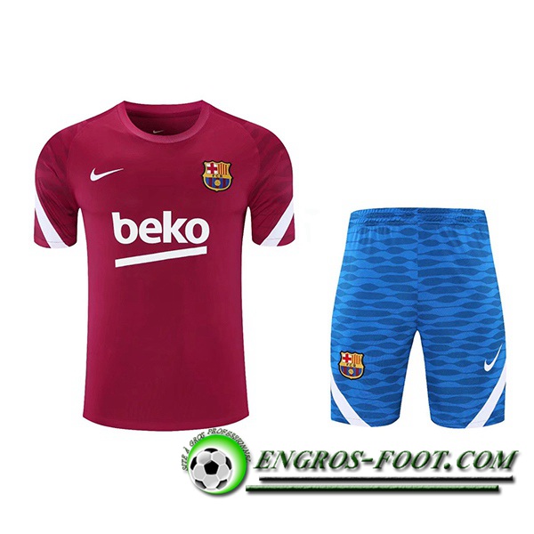 Ensemble Training T-Shirts FC Barcelone + Short Rouge/Blanc 2021/2022