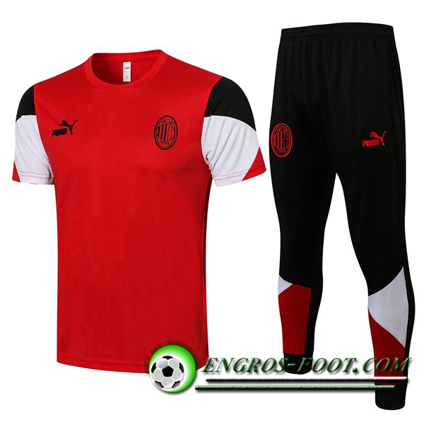 Ensemble Training T-Shirts Milan AC + Pantalon Rouge/Blanc 2021/2022