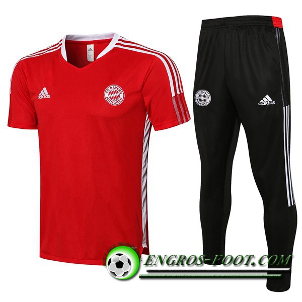 Ensemble Training T-Shirts Bayern Munich + Pantalon Rouge 2021/2022