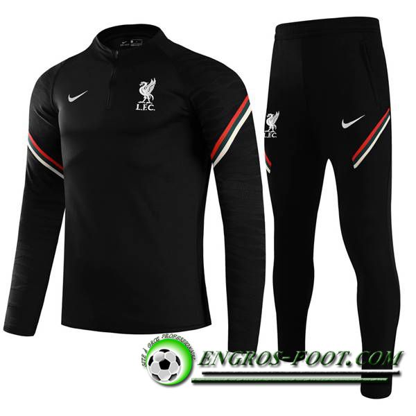 Ensemble Survetement de Foot FC Liverpool Noir/Blanc 2021/2022