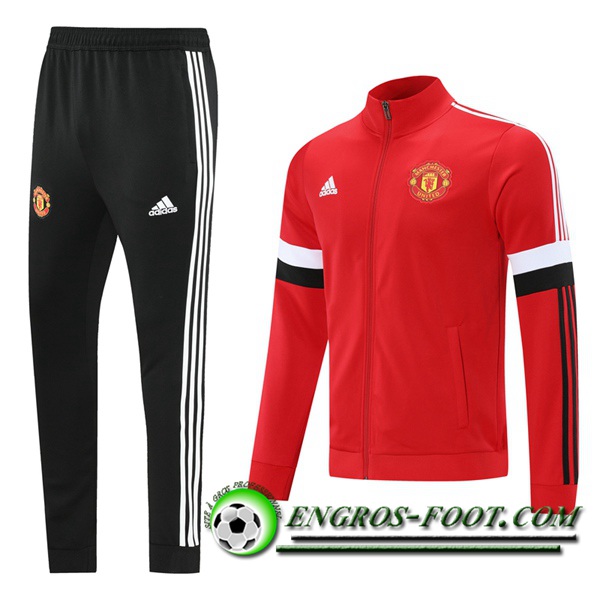 Ensemble Survetement de Foot - Veste Manchester United Rouge/Blanc 2021/2022