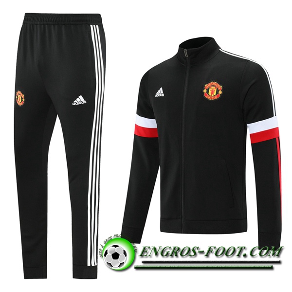 Ensemble Survetement de Foot - Veste Manchester United Noir/Blanc 2021/2022