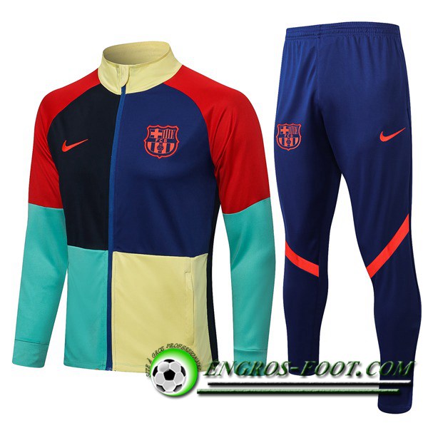 Ensemble Survetement de Foot - Veste FC Barcelone Rouge/Jaune/Vert/Noir 2021/2022