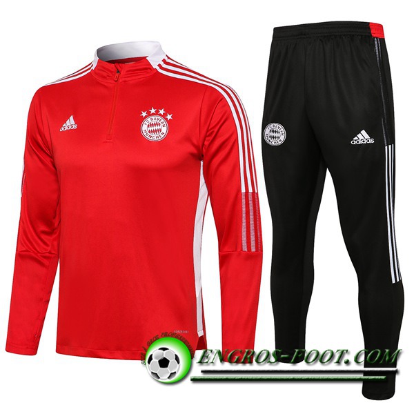 Ensemble Survetement de Foot Bayern Munich Enfant Rouge/Blanc 2021/2022