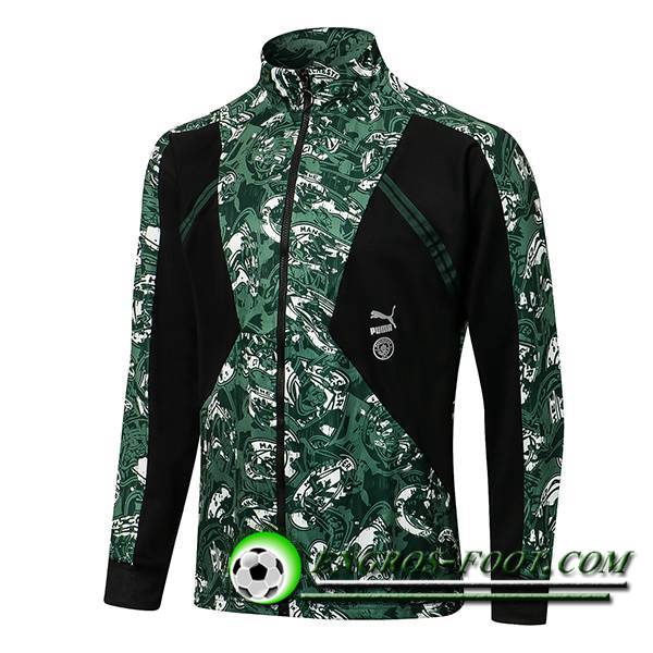 Nouveaux Veste Foot Manchester City Vert/Noir 2021/2022