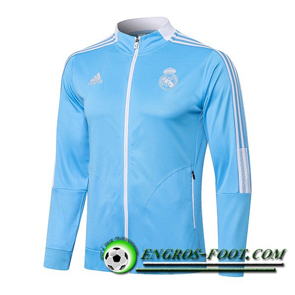 Nouveaux Veste Foot Real Madrid Bleu/Blanc 2021/2022