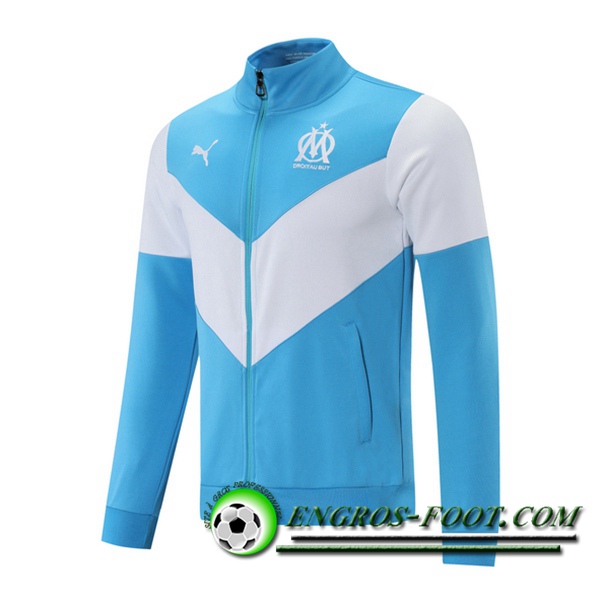 Nouveaux Veste Foot Marseille OM Blanc/Bleu 2021/2022