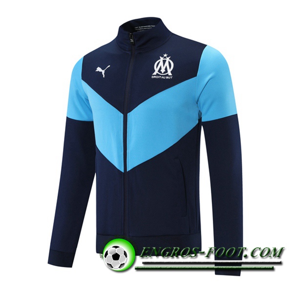 Nouveaux Veste Foot Marseille OM Bleu/Noir 2021/2022