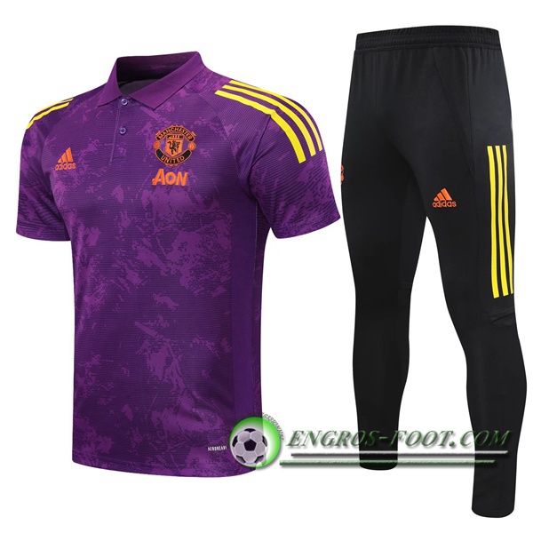 Ensemble Polo Manchester United + Pantalon Violet/Jaune 2020/2021