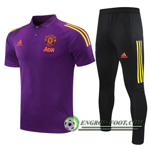 Ensemble Polo Manchester United + Pantalon Violet 2020/2021