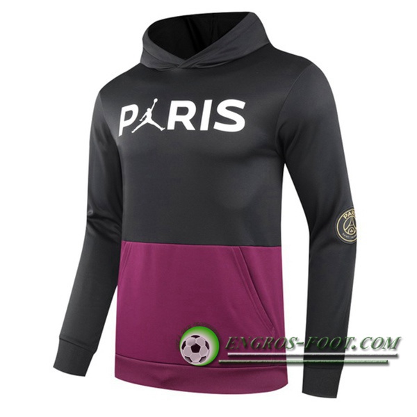 Sweatshirt Training Capuche Jordan PSG Noir/Violet 2020/2021