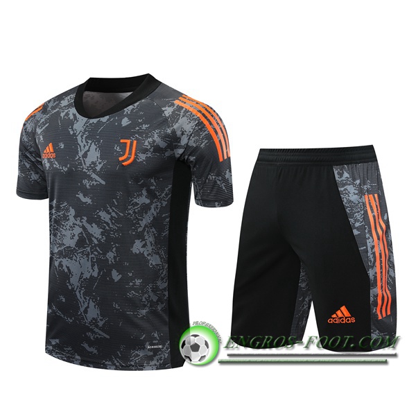 Ensemble Training T-Shirts Juventus + Shorts Gris/Jaune 2020/2021