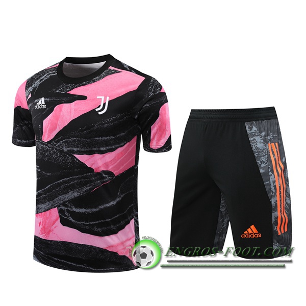 Ensemble Training T-Shirts Juventus + Shorts Noir/Rose 2020/2021