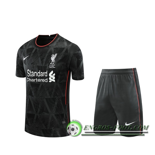 Ensemble Training T-Shirts FC Liverpool + Shorts Noir/Blanc 2020/2021