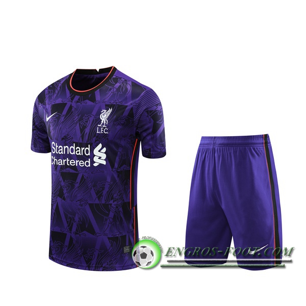 Ensemble Training T-Shirts FC Liverpool + Shorts Violet/Blanc 2020/2021