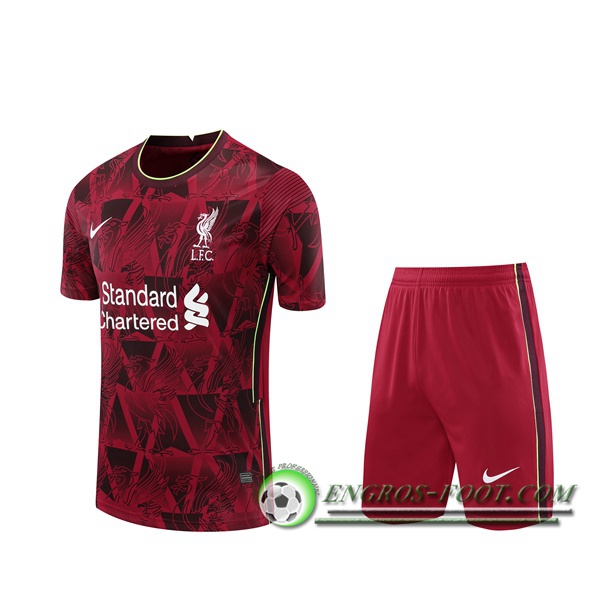 Ensemble Training T-Shirts FC Liverpool + Shorts Rouge/Blanc 2020/2021