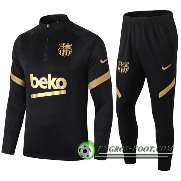 Ensemble Survetement de Foot FC Barcelone Noir/Jaune 2020/2021